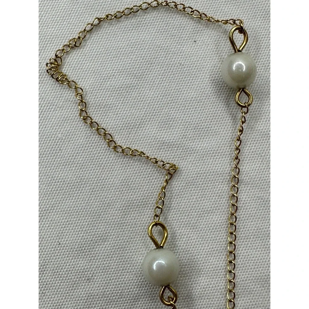 1/20th 12k Gold Necklace Childs Chain Faux Pearl Delicate 15 in Links VTG